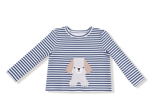Puppy Applique Organic Stripe Tee