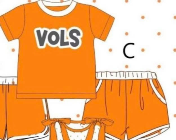 VOLS Applique Ruffle Short Set - Girls