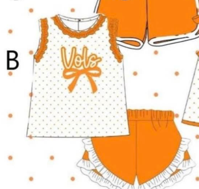 VOLS Applique Ruffle Short Set - Girls