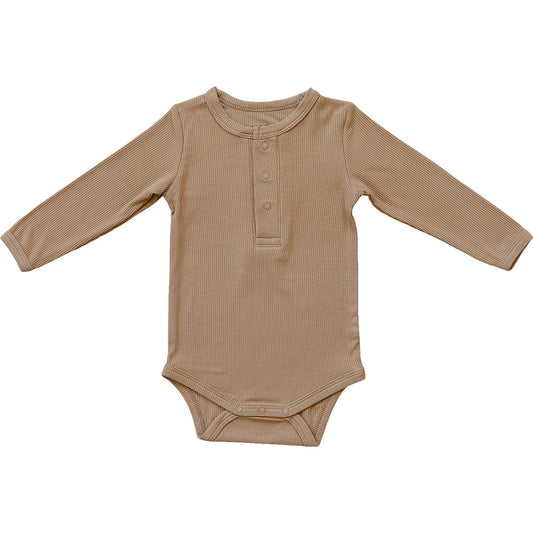 Latte Bamboo Snap Long Sleeve Ribbed Bodysuit