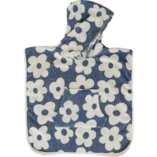 Organic Hooded Beach Poncho Towel - Floral