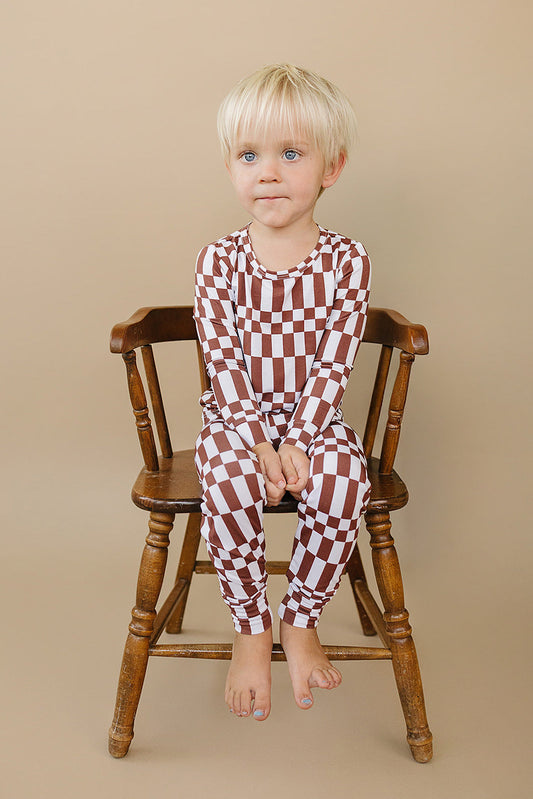 Bamboo Two Piece Set | Chocolate Checkered
