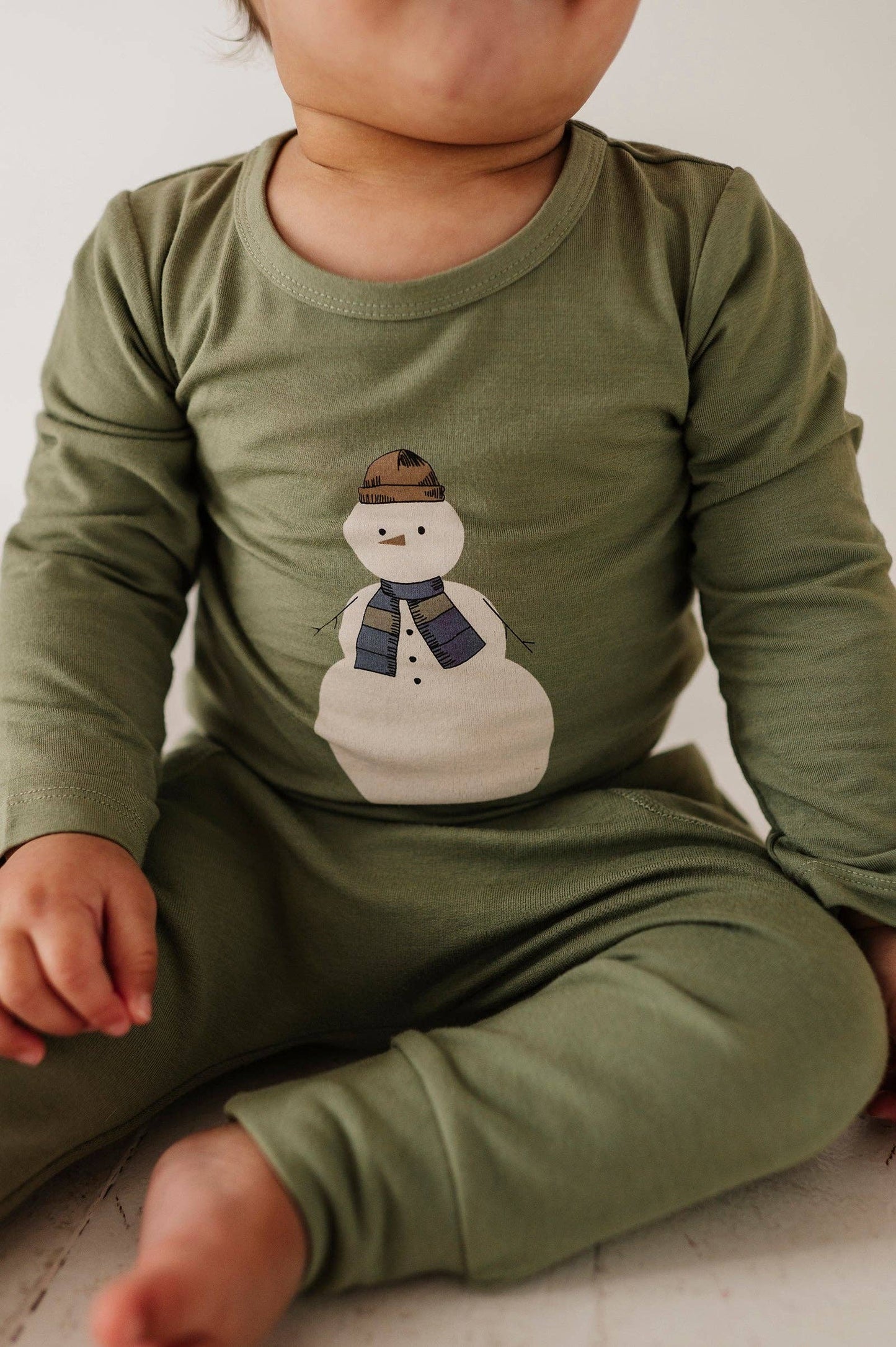Baby Long Sleeve Bodysuit Bamboo Snowman