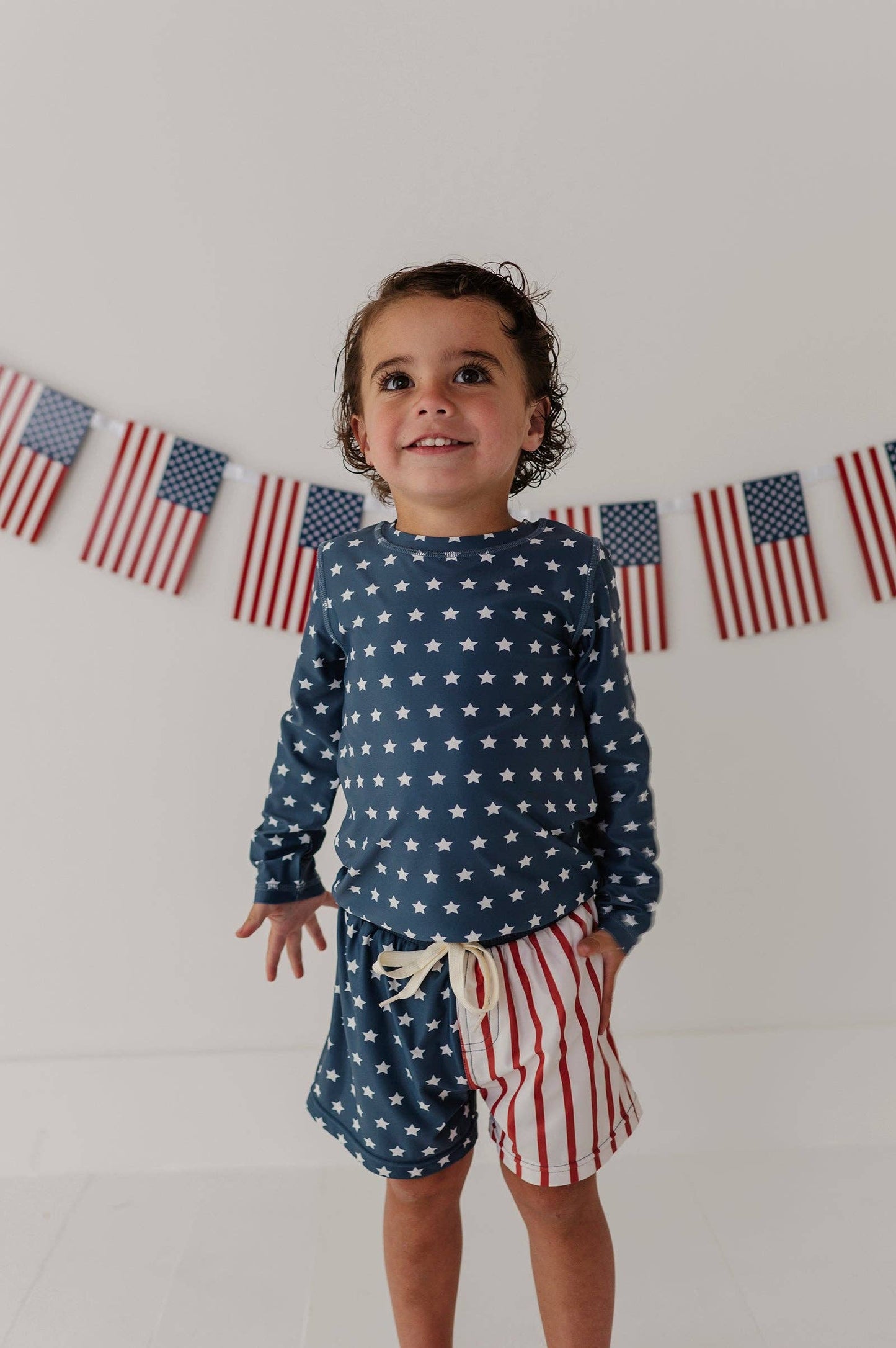 Long Sleeve Rash Guard Swim Shirt: American Stars