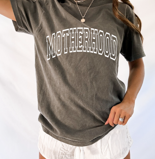 Motherhood Comfort Colors Varsity Tee: Pepper / Charcoal