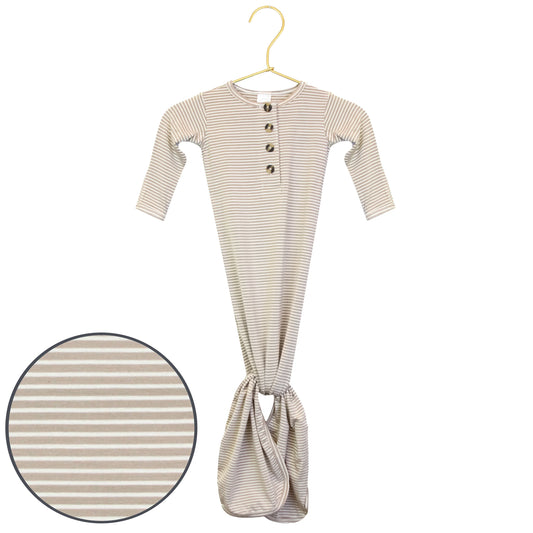 Lou Lou Banks Tan/Stripe Knotted Gown - NB -3m