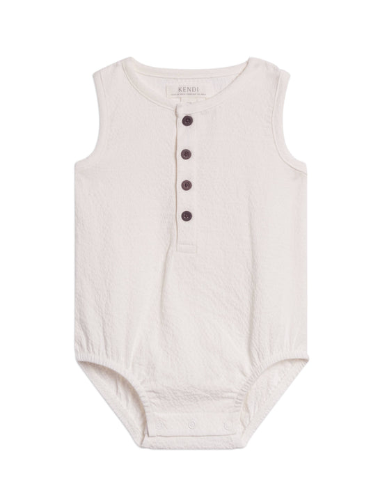 Organic Baby Wren Seersucker Bubble Romper - Coconut