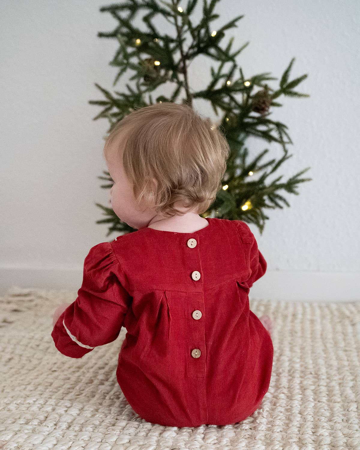 Embroidered Corduroy Festive Baby Jumpsuit (Organic): Pinot Red
