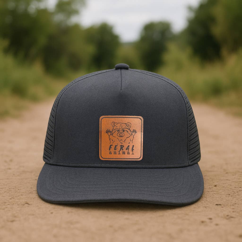"Feral Animal" Raccoon Trucker Hat : Black