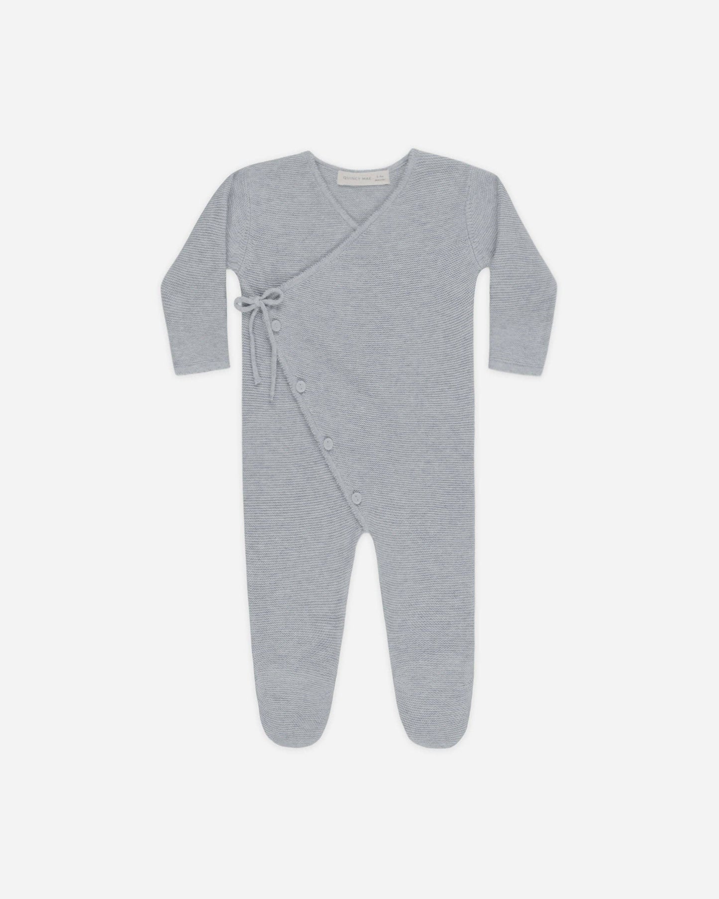Wrap Knit Footie || Heathered Dusty Blue