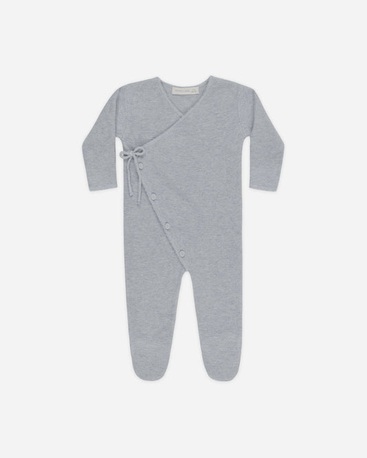 Wrap Knit Footie || Heathered Dusty Blue