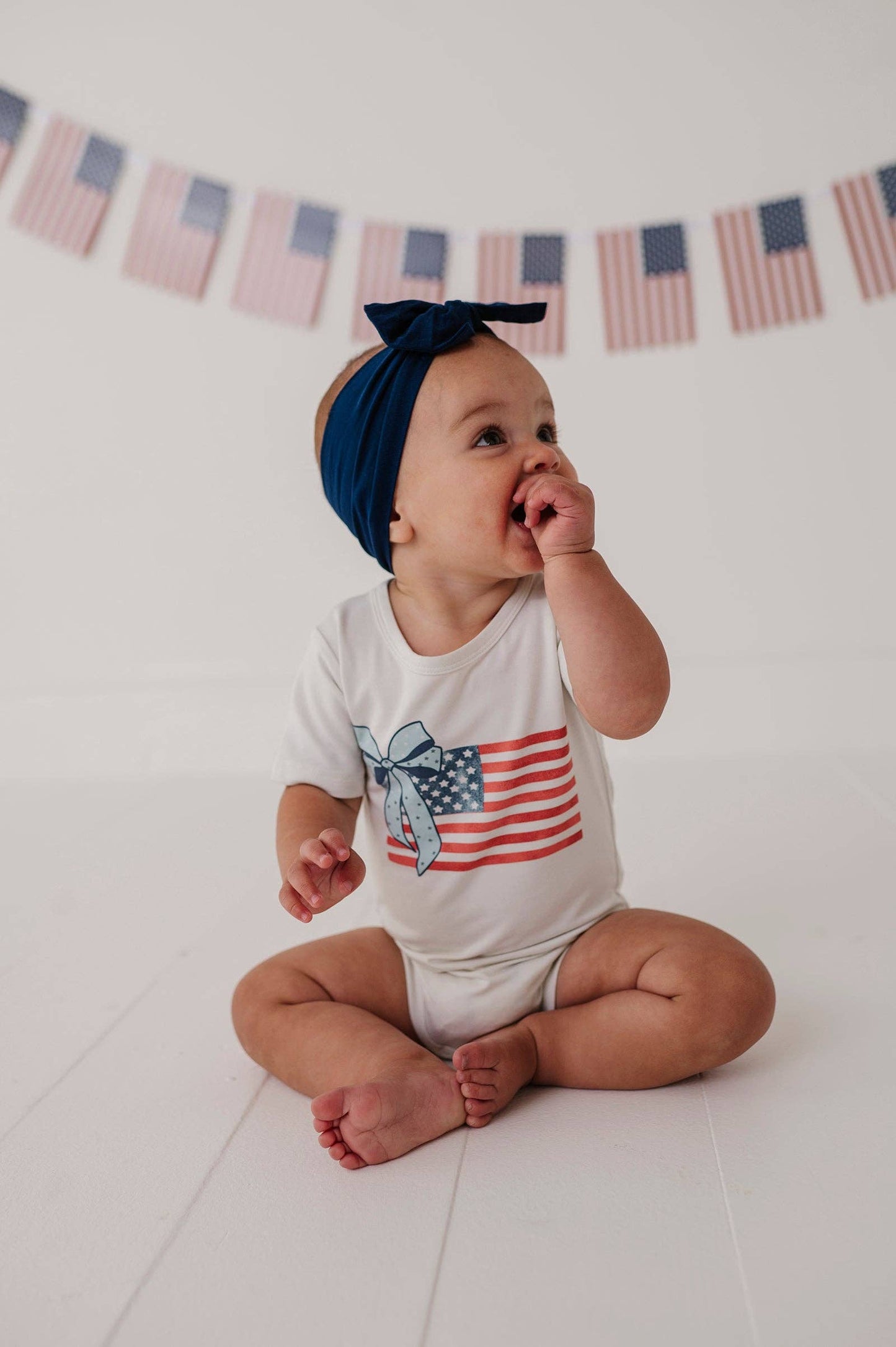 Short Sleeve Bodysuit: American Flag - Girls