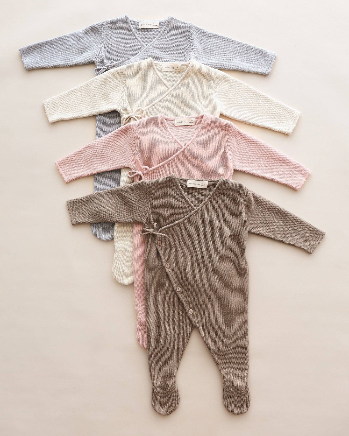 Wrap Knit Footie || Heathered Dusty Blue