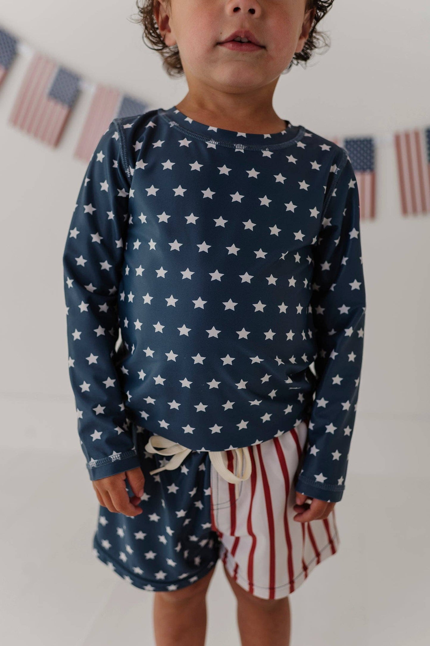 Long Sleeve Rash Guard Swim Shirt: American Stars