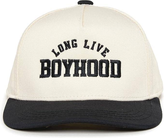 Embroidered Two Tone Snapback - Long Live Boyhood - Black/Beige
