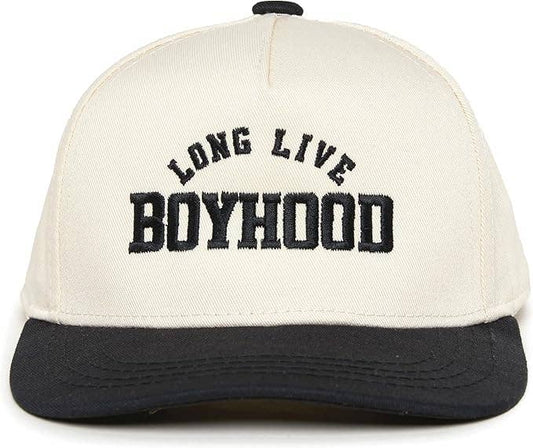 Embroidered Two Tone Snapback - Long Live Boyhood - Black/Beige
