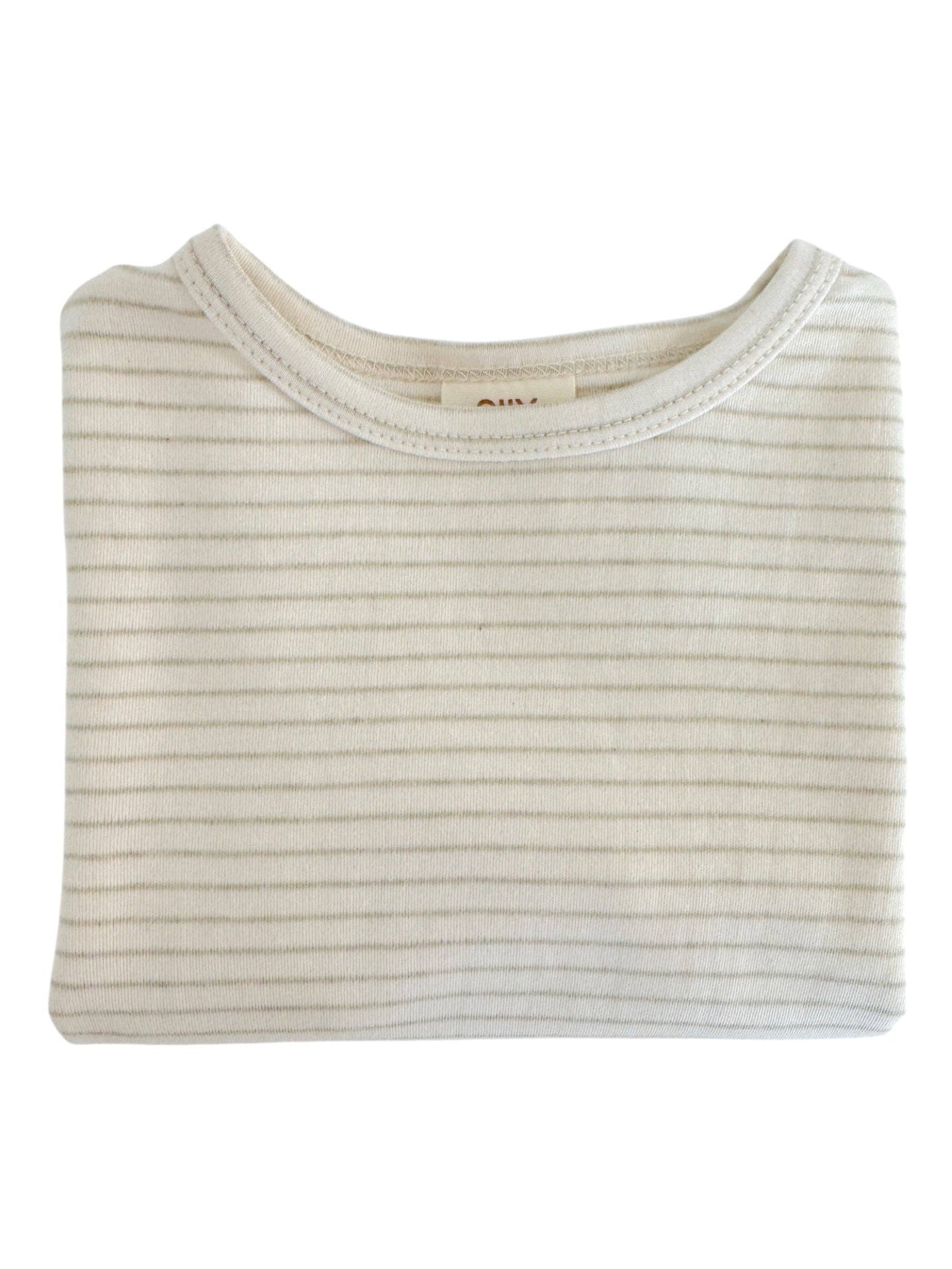 Sage Pencil Stripe / Organic T-Shirt Bubble
