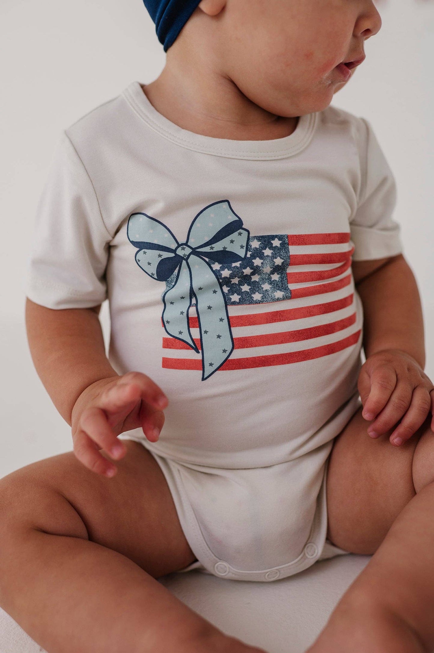 Short Sleeve Bodysuit: American Flag - Girls