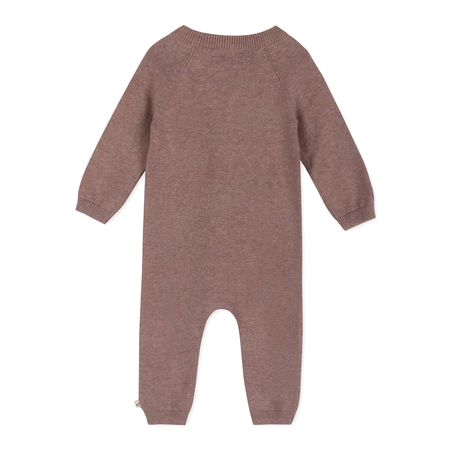 Side Button & Pocket Knit Baby Jumpsuit (Organic Cotton): Cafe Latte
