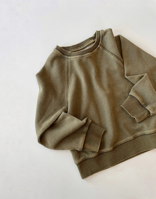 Waffle Crew Long Sleeve - Olive