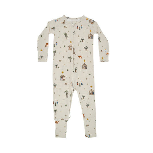 Nativity Small Ribbed Bamboo Zip Romper